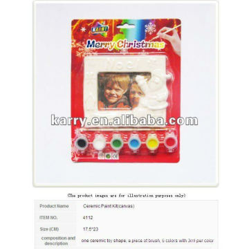 FELIZ NATAL FRAME DIY FOTO FRAME CERÂMICA SET 6 CORES 3ML CADA POT WTH UMA ESCOVA